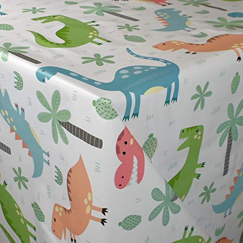 KEVKUS Wachstuch Tischdecke Meterware K150215 Dino Dinosaurier Kindergeburtstag Tiere wählbar in eckig rund oval (Rand: Schnittkante (ohne Einfassung), 120 x 160 cm eckig)