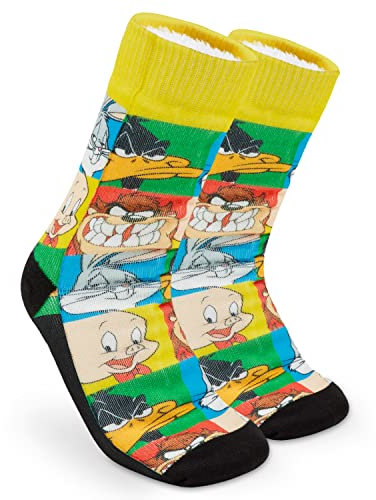 LOONEY TUNES Calze Uomo, Calzini Antiscivolo A Pantofola Caldi, Calzettoni Di Pile Imbottiti, Idea Regalo Uomo