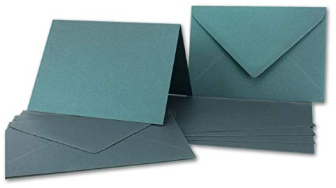 ARTOZ NORDANA 15x DIN B6 Faltkarten-Set mit DIN B6 Umschlägen - petrol glow - 300 g/m² - 12 x 16,9 cm - schimmerndes Papier zum Basteln & Drucken