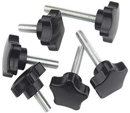 ANSIEDIO Perilla de Estrella Negro Baquelita Acero Carbono Tornillos de Mano Moleteado Perilla de Sujecion Perilla de Máquina Herramienta M10×30mm,5 pcs