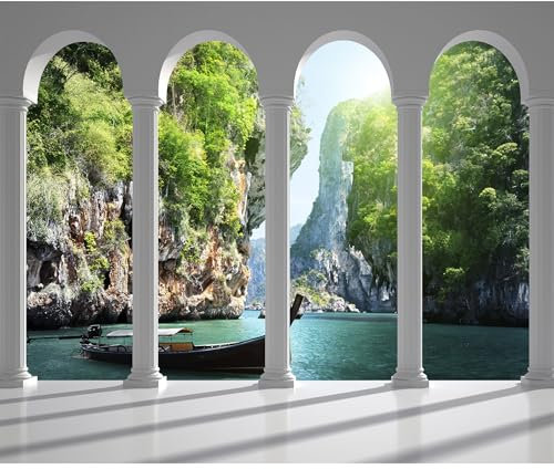 decomonkey Fototapete selbstklebend Landschaft Natur 245x175 cm Selbstklebende Tapeten Wand Fototapeten Tapete Wandtapete klebend Klebefolie Meer Architektur