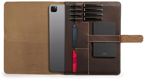 Londo Custodia in Vera Pelle per Tablet – Case per iPad Pro 12.9 con Due Scomparti per Carte e Portapenne/Apple Pencil in Pelle