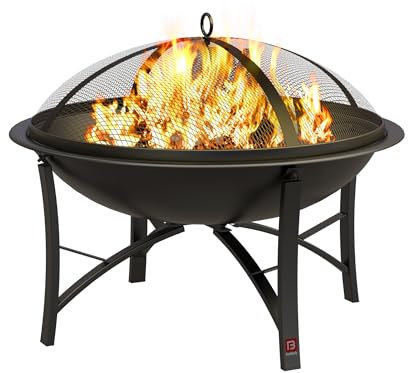 Fire Beauty Braciere per esterni a legna per barbecue, braciere in acciaio con copertura per schermo scintillante, campeggio, spiaggia, falò, picnic, giardino