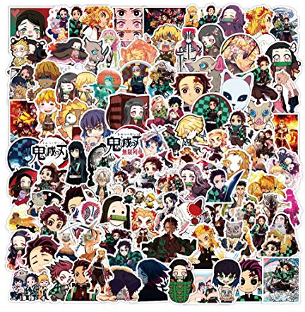 Demon Slayer Aufkleber 100 Stück,Aufkleber für Kinder und Teens Erwachsenen,Anime Kimetsu no Yaiba Vinyl Aufkleber für Laptop,Auto, Motorräder,Fahrrad,Skateboard,Wasserdicht Graffiti Sticker Pack