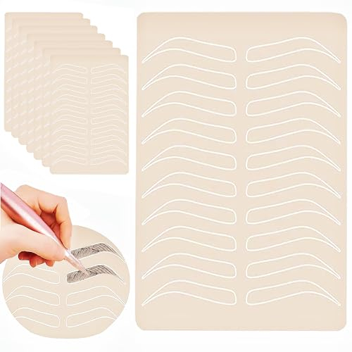 CINY 8 Piezas De Piel De Tatuaje De Cejas, Piel De Tatuaje De Práctica De De Látex, Principiantes Piel Artificial De Cuero Falso, Piel De De Doble Cara(blancas+Piel tatuada en blanco)