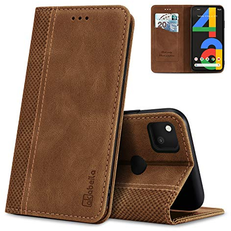 AKABEILA Hülle für Google Pixel 4A 4G Handyhülle PU Leder Flip Case Ständer Brieftasche Schutzhülle Klapphülle Tasche Case mit [Kartenfach] [Standfunktion] [Magnetisch]