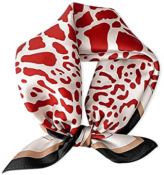LumiSyne Seidenschal Damen Quadratischer Schal Liebe Leopard Muster Leicht Weich Vierecktuch Bandana Kopfschmuck Halstuch Haarband