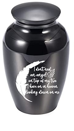 LZHLMCL Urne Hund 70 Mm Feuerbestattungsurne Feather Love Feuerbestattungsglas Asche Denkmal Zum Gedenken An Die Verstorbenen Verwandten Haustiere Schwarz