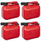 4 Bidones de Combustible de 5 Litros, Botellas Depósito de Gasolina, Plástico, Color Rojo, para Diésel, Reserva de Gasolina, con Certificado de la ONU