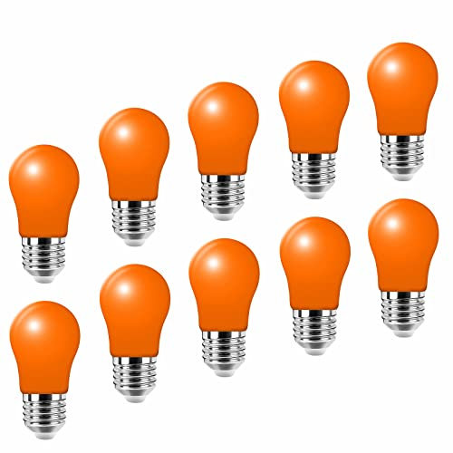 Jiotouhu 10er Pack E27 Edison Schraube LED Glühbirne, 3W (30W), A50 Globe Glühbirne Glühbirne für Hochzeit Halloween Weihnachtsfeier Bar Stimmung Ambiente Dekor, Orange