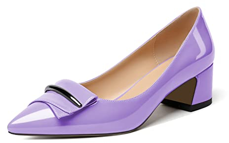 Zamikoo Damen Pumps mit Absatz 5cm Blockabsatz Heels Slip on Pumps Lack Helles Lila EU40