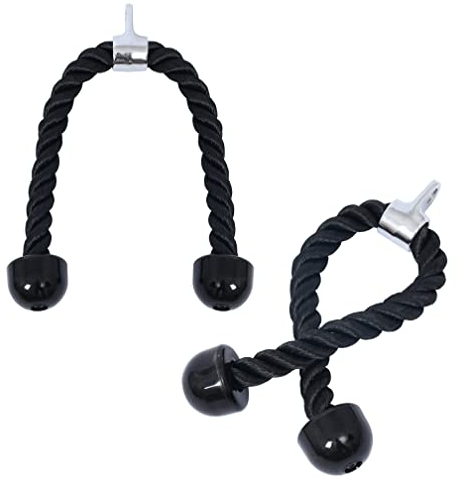 2er SET - Trizepseil für Kraftstation | Kabelzug mit mit Drehgelenk | Muskelaufbau Seilzug 67,5cm | Bizepsseil - Doppelendseil | Zughilfe zum herunterziehen | Fitness- Kabelzugturm für Trizepsübungen