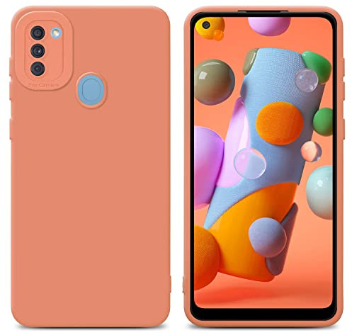 Cadorabo Hülle kompatibel mit Samsung Galaxy A11 M11 Schutzhülle TPU Silikon Case Liquid Design mit Kameraschutz Slim Kratzfest Weiche Gummi mit Rundumschutz Case Hülle für Galaxy A11 M11 in Orange