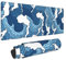 Tapis de souris japonais bleu et blanc avec motif vague de mer XL - Base en caoutchouc antidérapant - Bords cousus - Grand tapis de souris - 80 x 20 cm