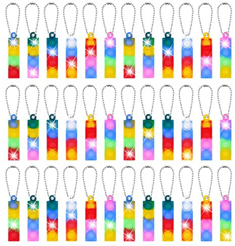 Ainiv Pop Push It Fidget Toy, 36 Stück Mini Silikon Schlüsselbund Toys, Anti Stress Sensorik Pop Figetttoys Spielzeug mit Schlüsselanhänger, Poppet Bubble Finger Toys Autismus for ADHS Squeeze Toys