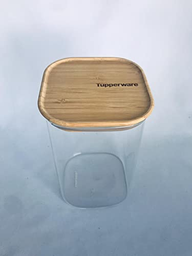 Tupperware Bamboo Clear Storage 1,1 L con coperchio in bambù trasparente, contenitore per zucchero, caffè, biscotti