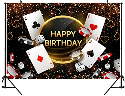 Ticuenicoa Casino-Hintergrund, 9 x 1,8 m, Las Vegas, Casino-Nacht, Männer, Happy Birthday, Fotografie, Hintergrund, Würfel zum 30., 40., 50., 60. Geburtstag, Party-Banner, Dekorationen