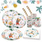 Partygeschirr Set 101pcs Geburtstag Party Geschirr Pappteller Kindergeburtstag Set Papier Teller Tassen Servietten Strohhalme für Geburtstag Babyparty Mädchen Jungen, 20 Gäste