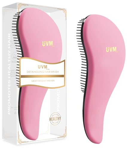 Brosse à cheveux démêlante pour femmes, filles et enfants – Faites glisser la brosse démêlante pour cheveux mouillés, fins, bouclés, épais et afro (Rose)
