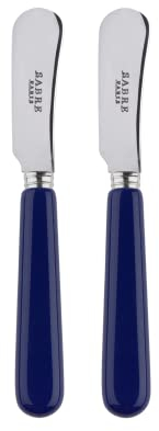 SABRE PARIS - 2er Set Buttermesser 14 cm - Pop - Ideal Für Butter, Aufstrich - Edelstahl & Nylon - Spülmaschinenfest - Marineblau