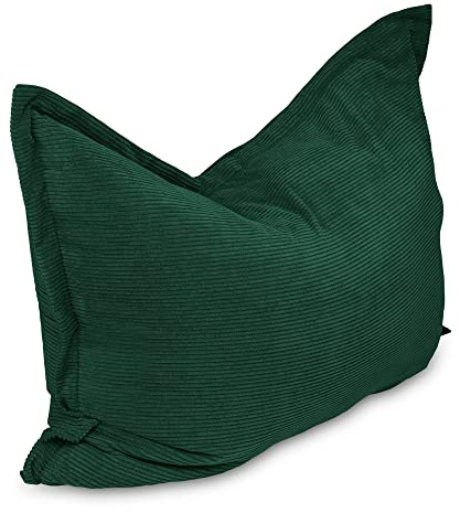 chilly pilley Sitzsack L XL XXL Cordstoff Bodenkissen Beanbag Styropor Füllung Riesensitzsack Cord-Material Sitzkissen Gartenkissen zum Liegen und Sitzen Cord 100x155 Dunkelgrün