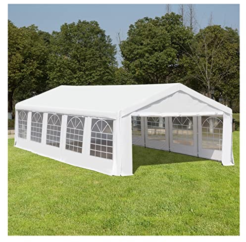 Outdoor-Zelt, großes Carport-Überdachungs-Partyzelt für den Außenbereich, 15 x 32 Zoll, mit abnehmbaren schützenden Seitenwänden, vielseitig einsetzbar, weiß