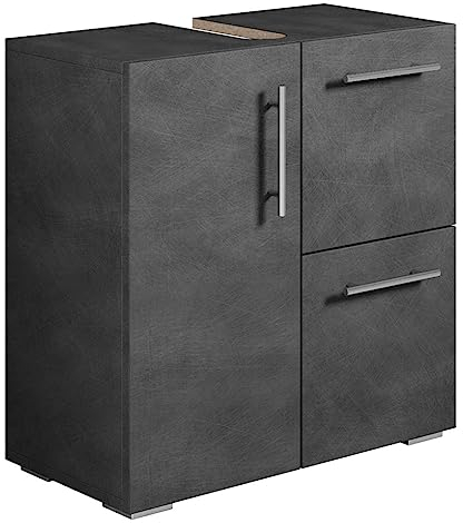 Badezimmer Badmöbel Mars - Dunkle grau - Unterschrank Badmöbelset Badschrank Schrank Waschbeckenunterschrank