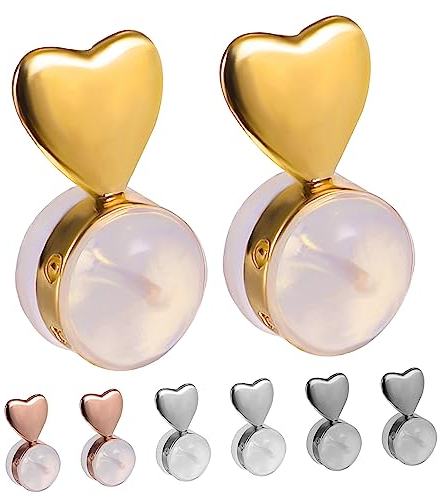 8Piezas Soportes de Pendientes de Silicona Forma de Corazón Elevadores Ajustables para Pendientes de Tuerca Cierres Seguros para Aretes Accesorios para Mujeres