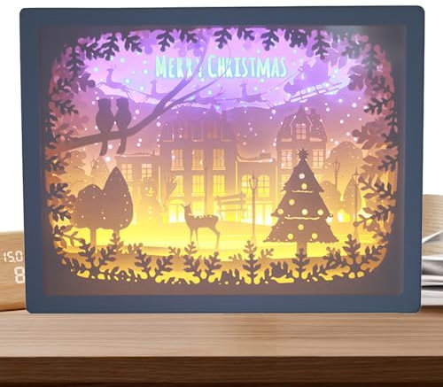 Samuliy Papercut Light Box | Ästhetisches Papier Schnitzen Nachtlampe - Wohnkultur Produkte für Balkon, Wohnzimmer, Schlafzimmer, Eingangshalle, Arbeitszimmer