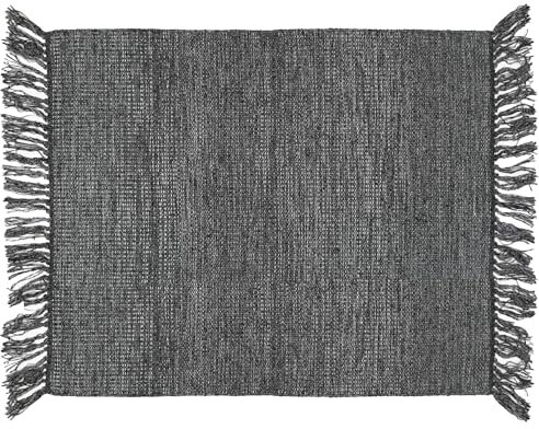 Linnea Teppich für Wohnzimmer, 170 x 240 cm, PENJAB Viskose und Wolle, Schwarz / Anthrazit