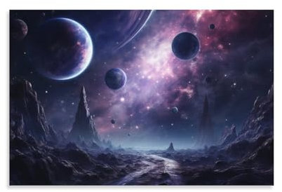 FOCCAR Bunte Planet bedruckte Leinwand Poster Fantasy Universum Mysterious Galaxy Space Wanddekoration für Wohnzimmer Schlafzimmer Wandkunst Kunstwerk
