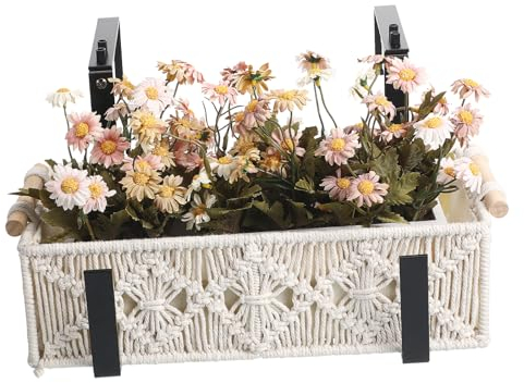 2 Stück Karton Blumentopfständer Pflanzgefäßhalterung für Deck Geländer-Pflanzgefäßhalterung Blumenkastenhalterung hängend Blumenkästen der Zaun Fensterrahmen Pflanzenständer Eisen