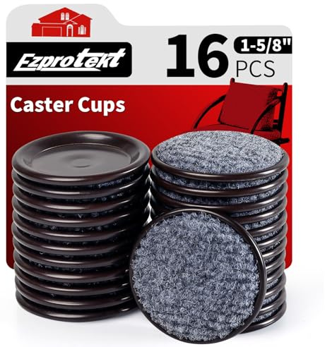 Ezprotekt 1.63 Round Carpet Bottom Furniture Caster Cups, 16 Pcs Reusable Furniture Coasters, Felt Furniture Sliders Pads to Protect Hardwood, Tile or Carpetd Floors from Scratches (Dark Brown)
