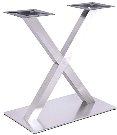 LANNADD Pieds de table en acier inoxydable brossé - En forme de X - Double pied de table - Argenté