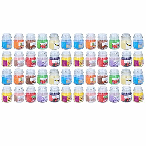 48 candele profumate in barattolo con coperchio, candele aromatiche in 12 diversi profumi, profumate per ambienti