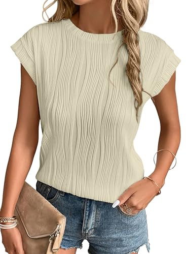 Gemulate Summer Fashion Short Sleeve Plus Size Basic tee Shirts Casual Round Neck Summer Work Tunic Blouses Apricot XXL