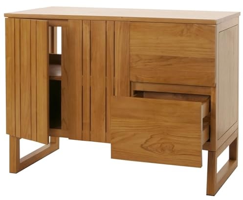 Mendler Teak-Waschbeckenunterschrank HWC-M72, Waschtisch Schrank, hochwertiges B-Grade-Teak (Kernholz, 20-30 Jahre), 82x106x56cm