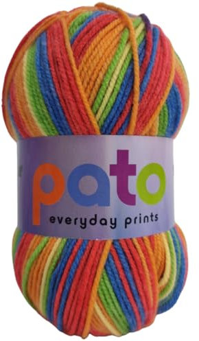 Cygnet Yarns DK Acrylic Prints Yarn, 100% Acrylic, 4.00mm Needles, 100g Balls, 290m Length per Ball, Brightly Striped Colorway (Rainbow 690)