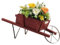 RELAX4LIFE Blumenwagen, Pflanzwagen mit Metallrad & Griffen, Blumenkarre aus Holz, Pflanzschubkarre zum Bepflanzen, Schubkarre Gartendeko, Blumentopf für Garten Terrasse Balkon (Rot)