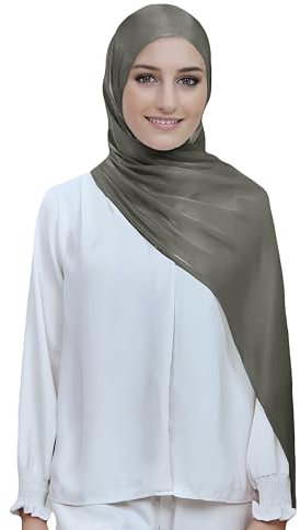 Lina & Lily Damen Hijab Kopftuch Schal mit Glanz-Schimmer Für Muslimische Frauen (Dunkelgrau)