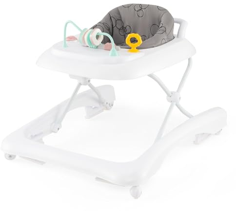 DREAMADE Baby Walker, Klappbare Lauflernhilfe mit 3 Verstellbaren Höhen, Abnehmbarer Spielplatte & Sitz, Lauflernwagen, belastbar bis 12KG (Grau)