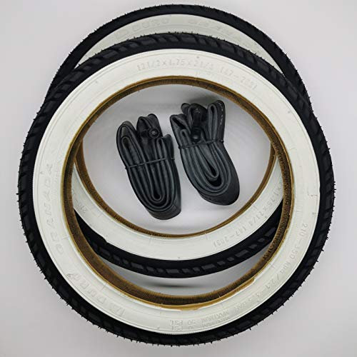 Generisch Duro 2X Reifen 12 Zoll Weißwand + AV Schlauch | 12 1/2 x 1.75 x 2 1/4 | ETRTO 47-203 Decke Mantel Kinderwagen Fahrrad Buggy Roller Schwarz-Weiß Whitewall Autoventil