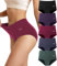 RUIXUE Culotte Femme Coton Taille Haute Lot de 5 Sport Shorts sous-vêtements Extensibles pour Femmes Elasticité Ventre Plat Post Accouchement Gainante Slip Shorts Shorty