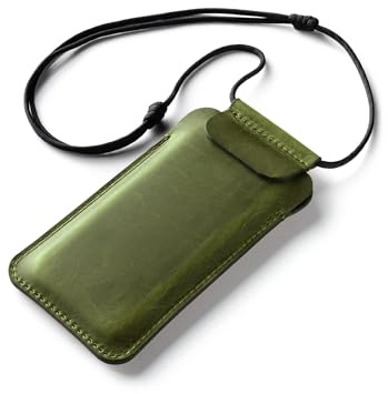 Crazy Horse Craft Leder Handyhülle zum Umhängen für iPhone 16, 16 Pro, 16e
