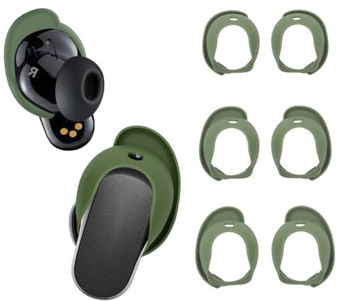 Aiivioll [3 Pair] Earbud Covers for Bose QuietComfort II and QuietComfort Ultra Earbuds (2023), Washable Earbud Accessory (Green, S/M/L)