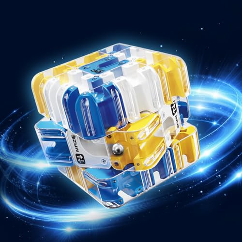 3D Rolling Ball Maze Cube, Large Labyrinth 3D Puzzle Marble Maze Cube, Brain Teaser Game, Educational Learning Sensory Toys Gift for 3+ Age Kids Adults, Logical Thinking, Family Board Games Blue 2.7