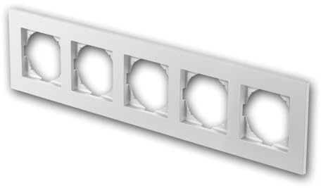 LOGIQ Rahmen FLAT, 5-fach, für Lichtschalter oder Steckdose, Farbe weiß, Doppelrahmen für Längs- und Quermontage