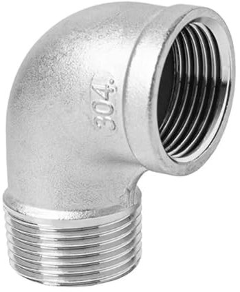 raccords de plomberie， Coude à 45 degrés à 90 degrés en acier inoxydable, connecteur coudé fileté mâle-femelle 1/4 3/8 1/2 3/4 1 1-1/4, raccord de tuyau 304, 1 pièce(1 Inch)