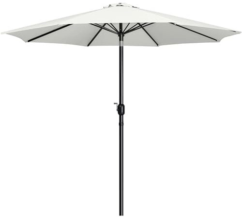 Yaheetech Φ 326,5 cm Sonnenschirm mit Kurbel, Balkonschirm Gartenschirm Neigbar & Knickbar Marktschirm Kurbelschirm UV Schutz 50+ für Terrasse/Garten/Balkon/Markt, Creme