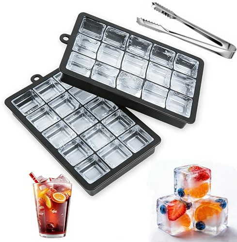 Silikon Eiswürfelformen 2er Set Mit Deckel, 15 Fächer, Quadratisch